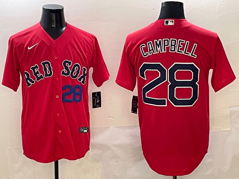 Men Boston Red Sox 28 Campbell Red Game 2025 Nike MLB Jersey style 3